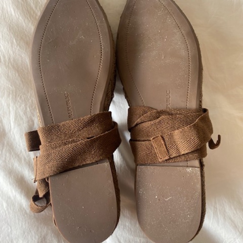 Banana Republic NWOT Chocolate Suede Classic Wrap-Around Ankle Tie Espadrilles - Picture 8 of 9